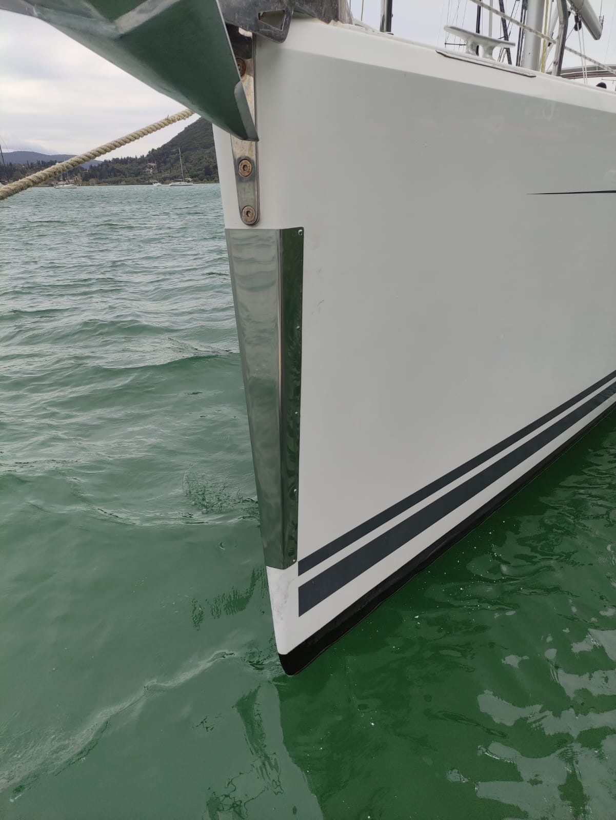 Polished stainless bow protection