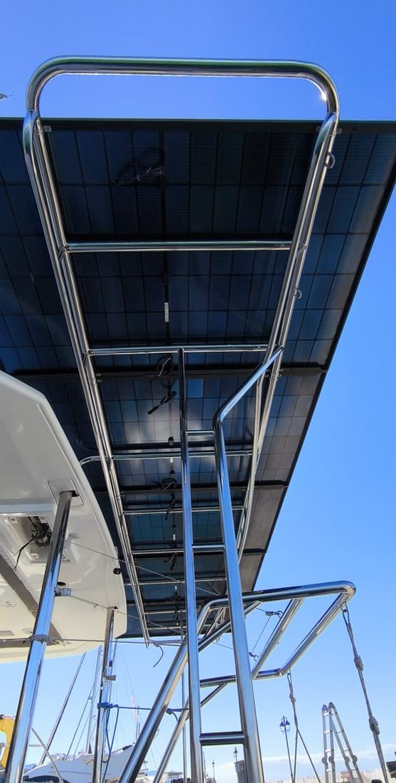 Stainless solar arch seen from below