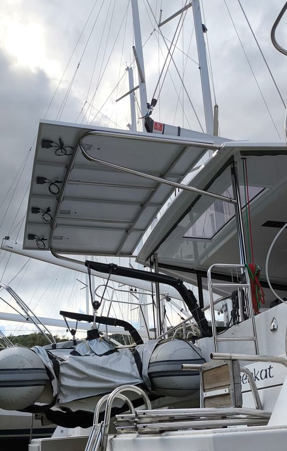 Solar arch over a yacht cockpit
